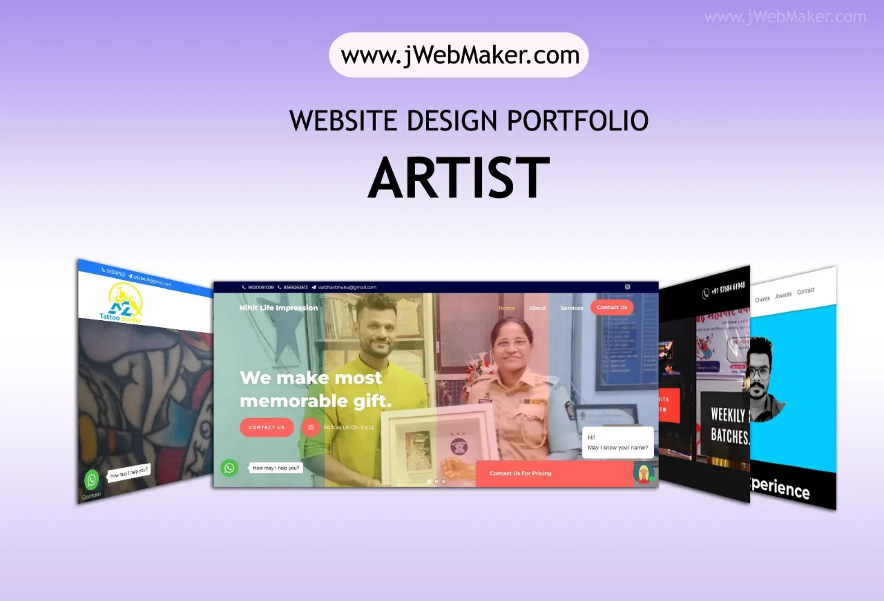 Creative website design for artists showcasing their work in Mumbai